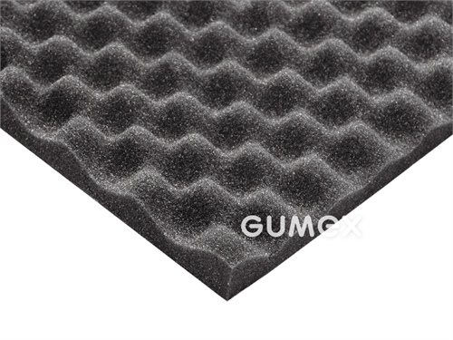 Protihluková izolácia s bosážou 505 ROCKFONIK so samolepkou S-4608, hrúbka 30mm, 1000x2000mm, hustota 25kg/m3, spenený PU, samozhášavá, -70°C/+110°C, antracitová